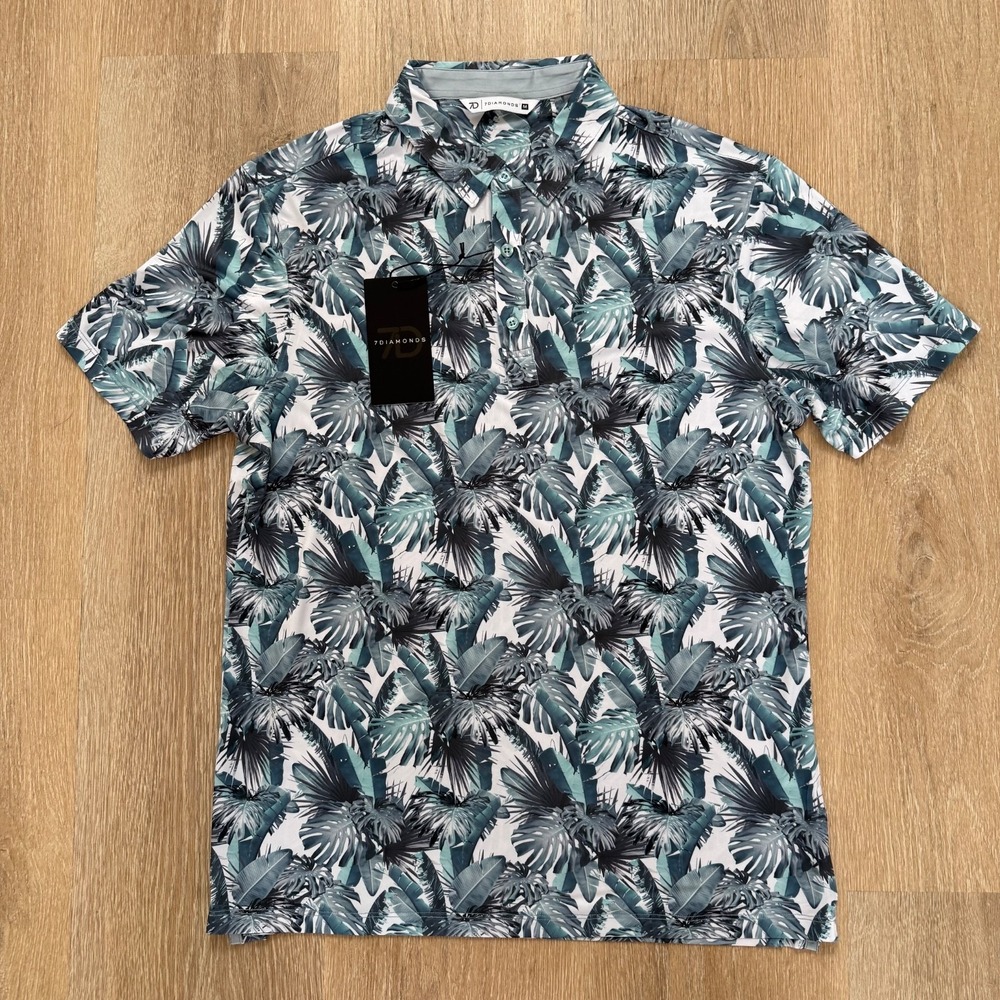 7 Diamonds 4 Way Stretch "Somers" Polo Shirt Golf Wicking Quick Dry Men's Size M